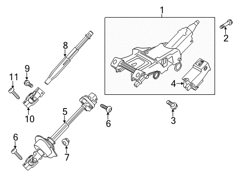 2020 Ford Mustang Steering Column & Wheel, Steering Gear & Linkage Upper Shaft Nut Diagram for -W707137-S441