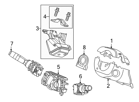 2016 Honda CR-Z Switches Lock Assy., Steering Diagram for 06351-T0A-J01