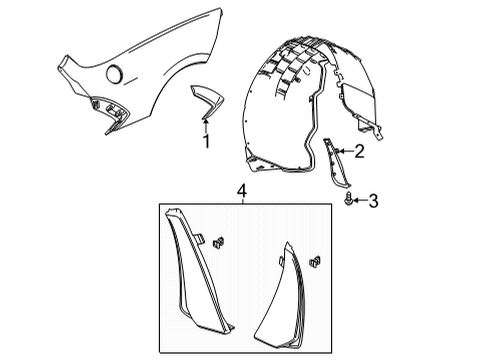 2021 Chevrolet Corvette Exterior Trim - Quarter Panel Wheel Opening Molding Diagram for 84859965