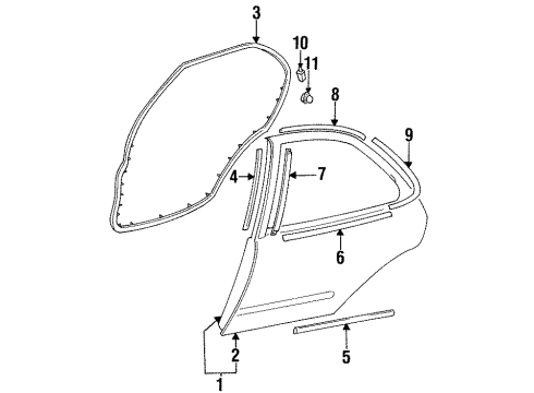 1996 Nissan Altima Rear Door & Components, Exterior Trim Seal-Rear Door Partition, RH Diagram for 82838-0E700