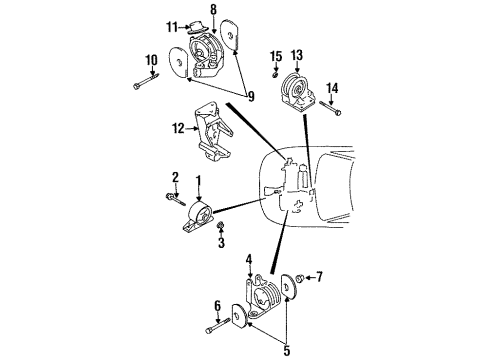 1999 Chrysler Sebring Engine & Trans Mounting Bracket Engine Mount Diagram for MD196937