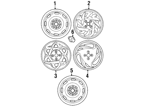 1998 Ford Escort Wheels Wheel, Steel Diagram for F7CZ-1007-AAA