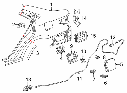 2017 Toyota Camry Quarter Panel & Components Fuel Door Diagram for 77350-06130