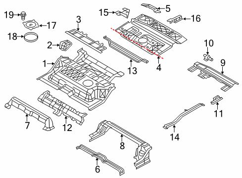 2022 INFINITI QX80 Rear Floor & Rails Bracket-3RD Seat Front Mounting, RH Diagram for 75436-1LA0A