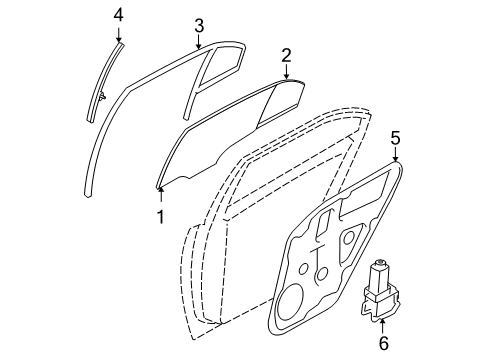 2007 Hyundai Sonata Rear Door Run Assembly-Rear Door Window Glass RH Diagram for 83541-3K000