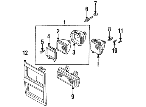 1989 GMC R2500 Suburban Headlamps Mount Ring Bolt Diagram for 15722032