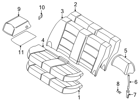 2002 BMW 330xi Rear Seat Components Armrest Cloth Diagram for 52208254965