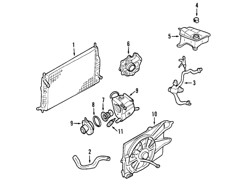 2000 Mercury Cougar Senders Lower Hose Diagram for F8RZ8286DA