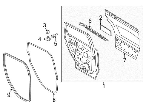 2017 Ford Escape Rear Door Door Weatherstrip Diagram for CJ5Z-7825325-A