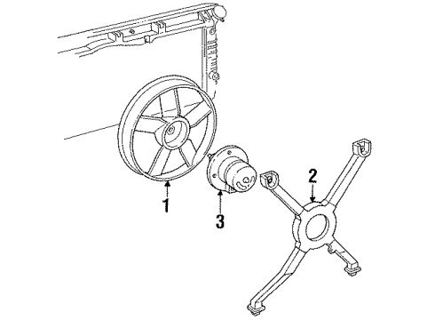 1992 Chevrolet Lumina Cooling System, Radiator, Water Pump, Cooling Fan Bracket Kit, Engine Coolant Fan Diagram for 22120124