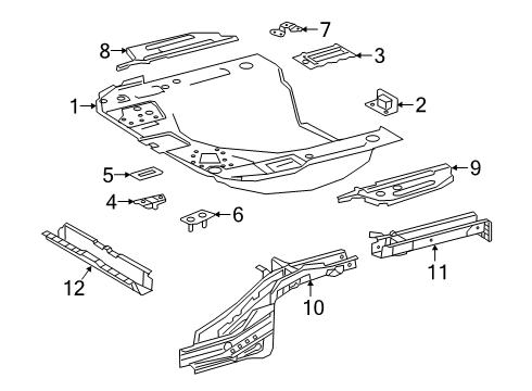 2022 Toyota Corolla Rear Floor & Rails Rear Floor Pan Diagram for 58311-12380