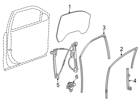 2017 Cadillac Escalade ESV Front Door Door Glass Diagram for 84322004