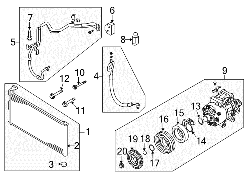 2010 Hyundai Azera Switches & Sensors Compressor Assembly Diagram for 977013K125
