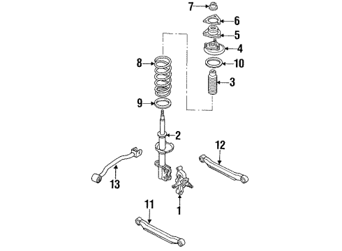 1992 Nissan Sentra Rear Suspension Components, Stabilizer Bar Rear Spring Seat Assembly Upper Right Diagram for 55264-50Y10