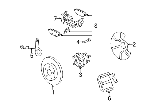 2008 Saturn Aura Brake Components Shield, Rear Brake Diagram for 22705357