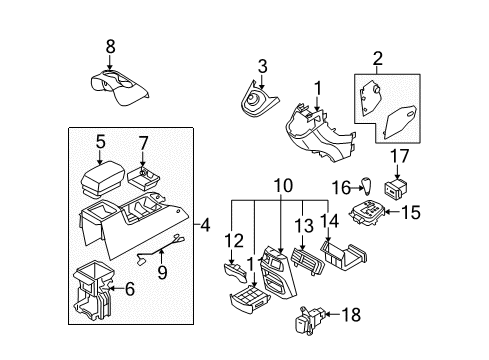 2008 Kia Rondo Heated Seats Cover Assembly-Console E Diagram for 846901D000RU