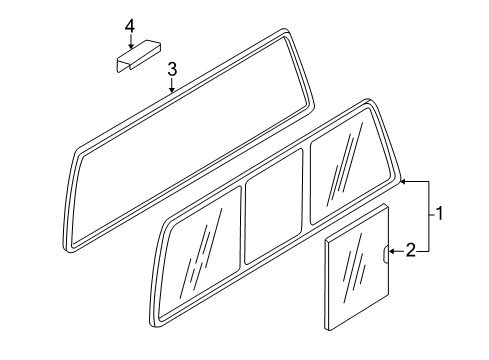 1998 Nissan Frontier Back Glass - Glass & Hardware WELT Rear Window Diagram for 76923-3S500