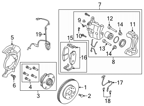 2020 Kia Forte Front Brakes Front Brake Assembly, Left Diagram for 58110M7100