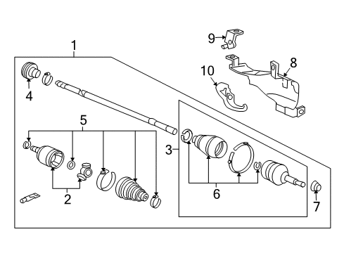 2005 Honda Accord Drive Axles - Front Damper, Dynamic Diagram for 44351-SDA-A01