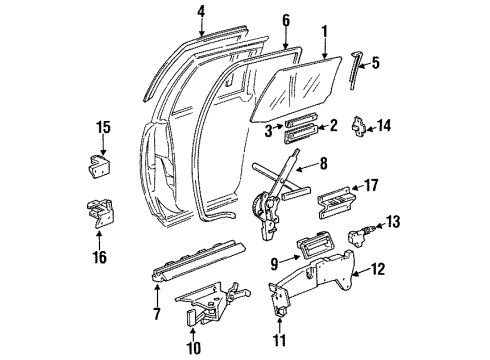 1991 Buick Roadmaster Rear Door - Glass & Hardware WEATHERSTRIP, Rear Side Door Window Glass Run (Outer & Inner) Diagram for 10263324