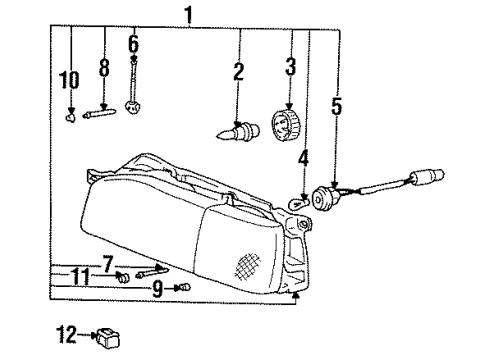 1990 Mitsubishi Precis Bulbs Headlamp Assembly, Left Diagram for 92101-24050