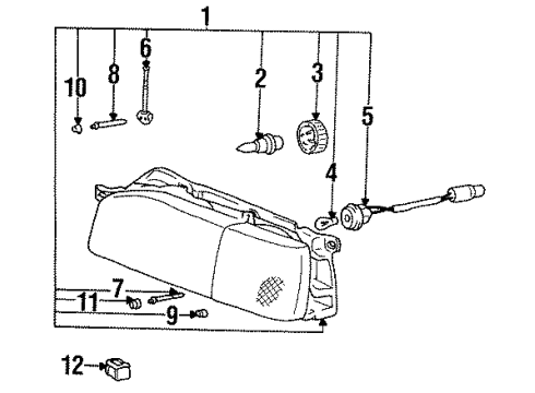 1990 Mitsubishi Precis Bulbs Retainer-Headlamp Adjust Lower Diagram for 92144-24050