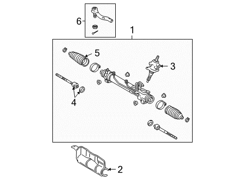 2007 Toyota Solara Steering Column & Wheel, Steering Gear & Linkage Gear Assembly Diagram for 44250-AA011