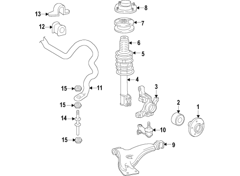 1997 Toyota Paseo Front Suspension Components, Lower Control Arm, Stabilizer Bar Coil Spring Diagram for 48131-16790