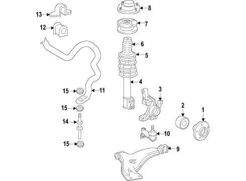 1997 Toyota Paseo Front Suspension Components, Lower Control Arm, Stabilizer Bar Strut Diagram for 48510-19486