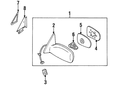 1998 Nissan 200SX Outside Mirrors Mirror Assembly-Door, RH Diagram for 96301-4B000