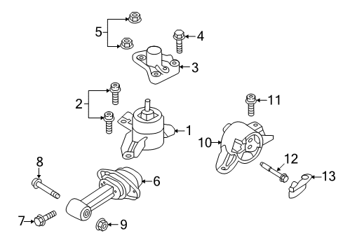 2018 Kia Soul Engine & Trans Mounting Support Engine Mounting Bracket Diagram for 21825A4100