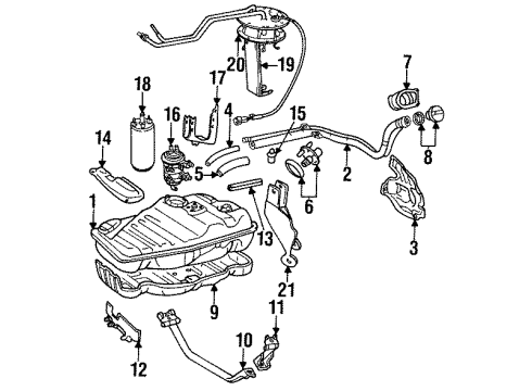 1994 Toyota Land Cruiser Fuel System Components Canister Assy, Charcoal Diagram for 77740-60310