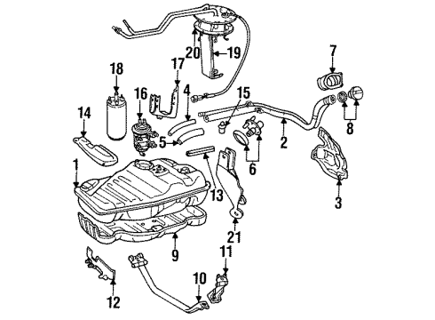 1994 Toyota Land Cruiser Fuel System Components Vapor Canister Bracket Diagram for 77751-60220