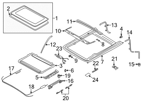 2002 Infiniti QX4 Sunroof Stopper-Shade, Rear Diagram for 91254-5Y710