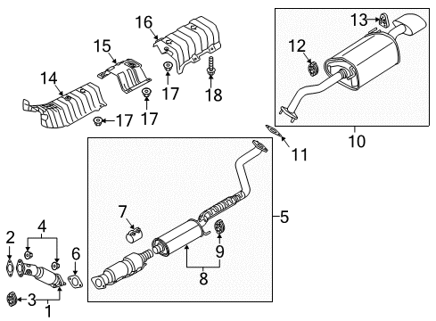 2018 Kia Forte Exhaust Components Front Muffler Assembly Diagram for 28610-3X300