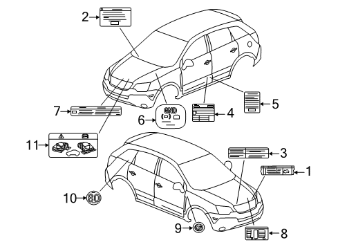 2012 Chevrolet Captiva Sport Information Labels Caution Label Diagram for 22674722