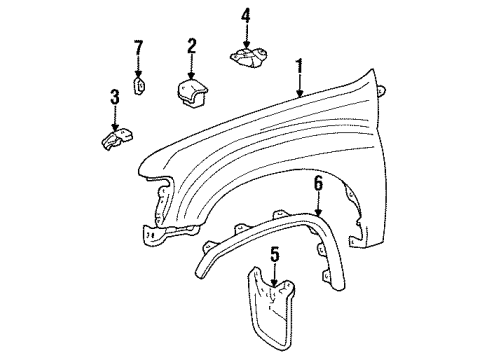 1993 Toyota T100 Fender & Components Spacer Diagram for 53878-34010