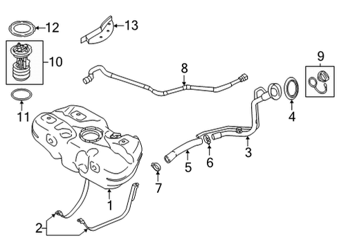 2020 Nissan Versa Fuel System Components Band Assembly-Fuel Tank, MTG Diagram for A7407-5EAMA