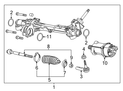 2014 Chevrolet Camaro P/S Pump & Hoses, Steering Gear & Linkage Rod Kit, Steering Linkage Inner Tie Diagram for 22976767