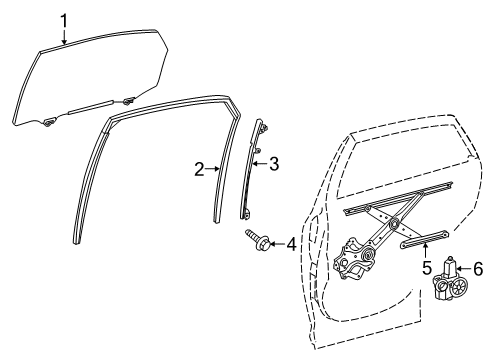 2021 Lexus RX450h Rear Door Run, Rear Door Glass Diagram for 68142-0E070