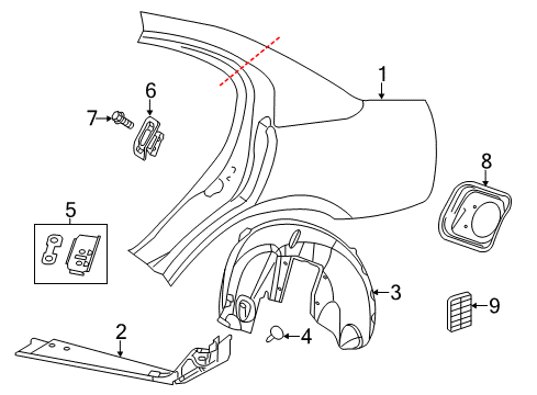 2021 Dodge Charger Quarter Panel & Components Panel-Body Side Aperture Outer Diagram for 68265442AF