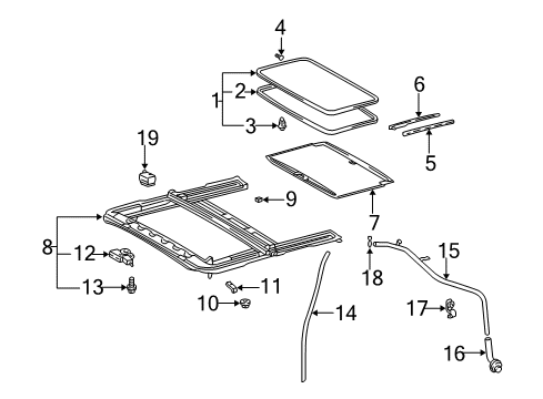 2005 Toyota 4Runner Sunroof Stopper, Sliding Roof Sunshade Diagram for 63229-35010