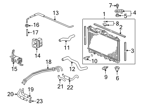 1999 Acura RL Radiator & Components Tube, Reserve Tank Diagram for 19104-P5A-000