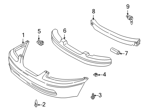 2000 Toyota Camry Front Bumper Reinforce Beam Stay Diagram for 52141-33060