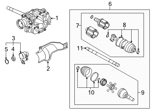 2006 Cadillac SRX Carrier & Front Axles Front Differential Carrier Assembly Diagram for 25978168