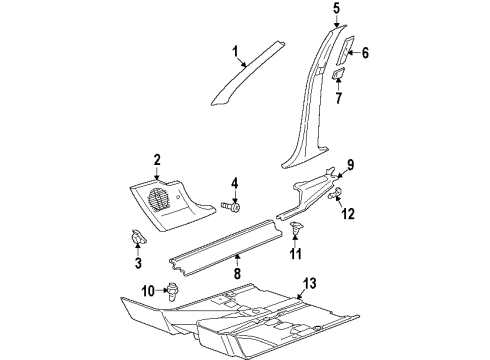 1994 BMW 325i Interior Trim - Pillars, Rocker & Floor Clamp Diagram for 51471840961