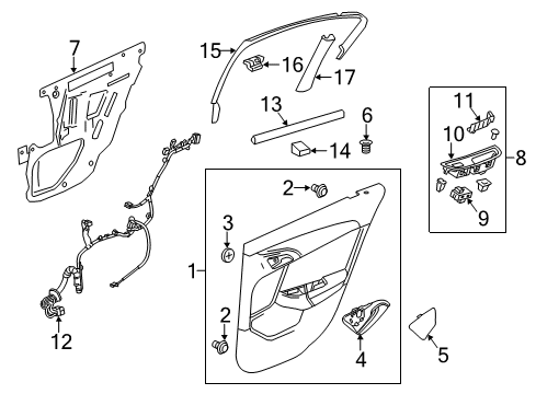 2014 Chevrolet SS Rear Door Trim Cover Diagram for 92264489