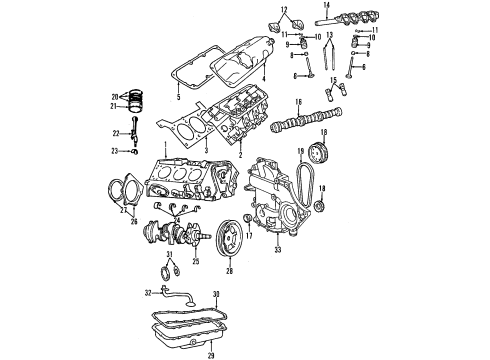 2010 Chrysler Town & Country Engine Parts, Mounts, Cylinder Head & Valves, Camshaft & Timing, Oil Pan, Oil Pump, Crankshaft & Bearings, Pistons, Rings & Bearings Support-Transmission Diagram for 4880383AC