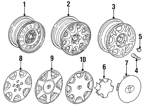 1992 Toyota Camry Wheels, Covers & Trim Wheel Cap Diagram for 42621-33011