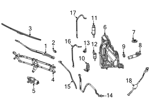 2021 Jeep Grand Cherokee L Wiper & Washer Components FRONT WIPER Diagram for 68505532AA